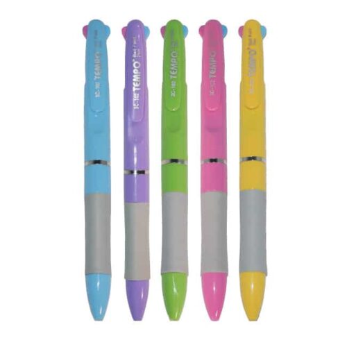 節奏三色自動原子筆 3C-102 三色多機能原子筆 ，出外洽公、辦公書寫、課堂書寫...等都適用， 不用再準備一大堆筆，一支可抵3支。粉彩色系，附有防滑膠套。一次擁有藍紅黑三種顏色，一筆在手輕鬆掌握！